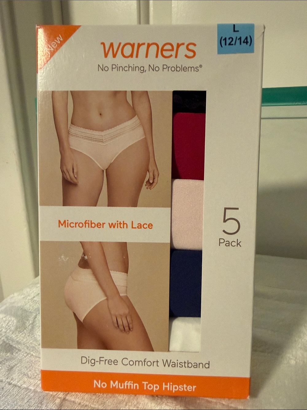 Warners Women's Hipster 5-Pack in Black, Magenta, Pink, Navy, White